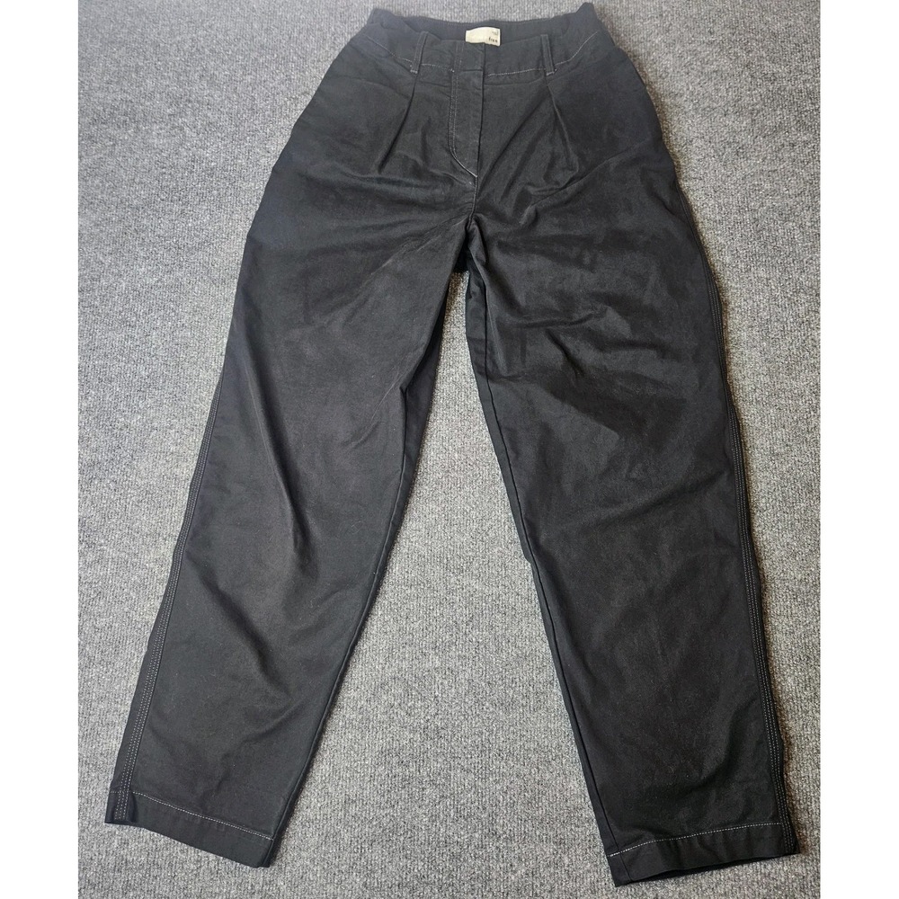 Wilfred Free Aritzia Pleated Barrel Leg Pants Size 0 Black Brushed Cotton